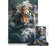 Smoky Tiger Beast Jigsaw Puzzles for Adults 1000 Piece Smart Game Relaxing Fun Pattern Assembly Cherished Gift (38x52cm)
