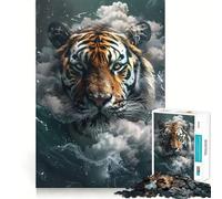 Smoky Tiger Beast Jigsaw Puzzles for Adults 1000 Piece Smart Game Relaxing Fun Pattern Assembly Cherished Gift (38x52cm)