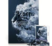 Smoky Tiger Beast Jigsaw Puzzles for Teenagers 1000 Pieces Recall Boost Gentle Relax Smooth Cut Stylish Gift (50x75cm)