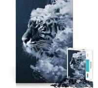 Smoky Tiger Beast Jigsaw Puzzles for Teenagers 1000 Pieces Recall Boost Gentle Relax Smooth Cut Stylish Gift (50x75cm)