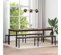 Smoky Wood Composite Bench 200 x 35 x 45 cm with Metal Legs, Bench for Dining Room, Living Room, Hallway, Sturdy Wooden Bench without Padding, Modern Rectangular Shape, Practical Seating