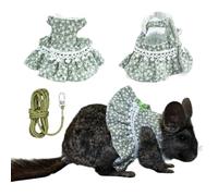 SMOLKITH Chinchilla Leash Dress Harness, Green Floral Outfit | Measure Before Order, Built-in Leash, Soft Breathable Fabric, Hook & Loop Fastener, Adjustable Fit, Capture Adorable Moments