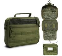 SMONT Tactical Toiletry Bag for Men, 9.5" Hanging Dopp Kit Shaving Hygiene Bag for Traveling Bathroom, Green, Multifunctional