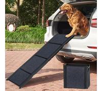 SMONTER Dog Car Ramp for Large Dogs, Folding Portable Pet Steps 160cm Long 44cm Extra Wide Aluminum Dog Stairs with Felt Non-Slip Surface, Lightweight & Durable for Trucks, Cars, Supports up to 90 kg
