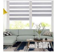 SMONTER Easy Fix Zebra Roller Blind,Day and Night Blinds Curtains with Install Accessories (50CMx150CM, GREY)