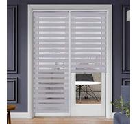 SMONTER Easy Fix Zebra Roller Blind,Day and Night Blinds Curtains with Install Accessories (75CMx230CM, GREY)