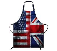 Smooffly American and British Flag Apron - Unisex Adjustable Bib for Cooking, Kitchen, Chef - Women Men for Home, Restaurant, Coffee House