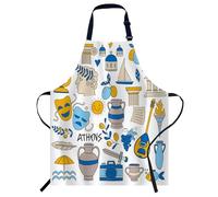 Smooffly Ancient Greece Elements Apron Unisex Adjustable Bib Apron Cooking Kitchen Chef Women Men Aprons for Home Kitchen, Restaurant,Coffee House,Shop,Garden