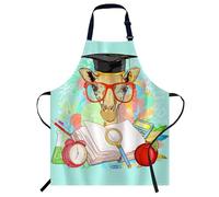 Smooffly Animals Students Giraffe Apron Adjustable Bib Chef Aprons Cooking Apron Unisex Women Men Aprons Perfect for Home Kitchen, Baking, Gardening, Restaurant, Coffee house BBQ