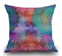 Smooffly Arabic Floral Cushion Cover Vintage Decorative Elements Pattern Tile with Mandalas Decorative Square Pillow Case for Home Bedroom Living Room Throw Pillow Cover 18x18 Inch