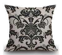 Smooffly Black and White Floral Pattern Cushion Cover Throw Pillow Case Covers Flower Design Home Sofa Decorative Square 18X18 Double Sides 45x45cm