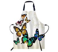 Smooffly Butterflies Apron Adjustable Apron Cooking Kitchen Chef Women Men Aprons for Home Kitchen, Restaurant, Coffee House, Baking Gardening BBQ