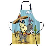 Smooffly Cartoon Mexican Apron Unisex Adjustable Bib Apron Cooking Kitchen Chef Women Men Aprons for Home Kitchen, Restaurant,Coffee House,Shop,Garden