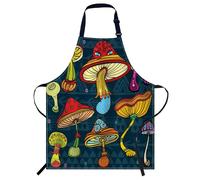 Smooffly Colored Mushrooms Apron Adjustable Bib Chef Aprons Cooking Apron Unisex Women Men Aprons Perfect for Home Kitchen, Baking, Gardening, Restaurant, Coffee house BBQ