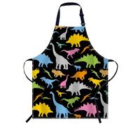 Smooffly Colorful Dinosaur Apron - Unisex Adjustable Bib Apron for Home, Kitchen, Restaurant, Coffee House