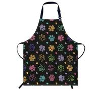 Smooffly Colorful Doodle Paw Print Apron for Men and Women, Chefs Apron for Cooking, Baking, Butchers & BBQ
