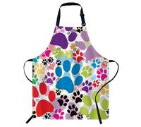 Smooffly Colorful Paw Apron - Unisex Adjustable Bib Apron for Home, Kitchen, Restaurant, Coffee House