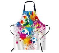 Smooffly Colorful Rainbow Football Stadium Sport Match Apron Unisex Adjustable Bib Apron Cooking Kitchen Chef Women Men Aprons for Home Kitchen, Restaurant,Coffee House,Shop,Garden