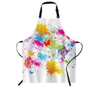 Smooffly Colorful Splatter Butterfly Apron - Unisex Adjustable Bib Apron for Home Kitchen, Restaurant, Coffee House