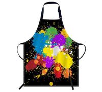 Smooffly Colourful Bright ink Splat Grunge Apron,Adjustable Neck Bib Apron for Men Women,Suitable for Kitchen Cooking Waitress Chef Apron