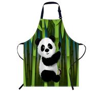 Smooffly Curious Panda Unisex Adjustable Bib Apron for Cooking, Kitchen, Restaurant, Coffee House