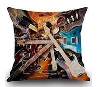 Smooffly Cushion Cover 45 x 45 cm，Magic Electric Guitar Music Pillow cover Cotton and Linen Pillow case Cushion Covers for Sofa outdoor garden bed couch cushion 18 x 18 inches