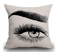 Smooffly Cushion Cover Black Eyelash Beautiful Woman Eye White Brow Eyebrow Decorative Throw Pillow Cover Pillowcase 18 x 18 Inch Square Pillow Case 45 x 45 cm