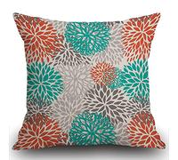 Smooffly Cushion Cover Blue Aqua Orange Gray and Floral Anchors Decorative Throw Pillow Cover Pillow Case Home Decor Square 18 x 18 Inch Pillowcase 45 x 45 cm