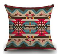 Smooffly Cushion Cover,Geometric Pattern American Southwest Print Pillow Cover,Ethnic Design Throw Pillow Case Throw Pillow Cover Cotton Linen 18x18 Inches for Sofa Couch 45x45cm