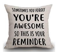 Smooffly Cushion Cover Inspirational Gifts for Women,Sometimes You Forget You're Awesome So This Is Your Reminder Throw Pillow Cover,Birthday Gifts for Women,Best Friend,Daughter,Mom,Coworker 45x45cm