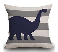 Smooffly Cushion Cover Stripes Dino Rawr Means I Love You in Dinosaur Gray Nursery Decorative Throw Pillow Cover Pillow Case Home Decor Square 18 x 18 Inch Pillowcase 45x45cm