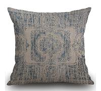 Smooffly Cushion Cover Vintage Carpet Pattern Antique Grunge Tribal Throw Pillow Case 18x18 inch Linen Square Throw Pillow Cover for Living Room Sofa Couch Bed Pillowcase 45cm x 45cm