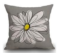 Smooffly Custom Fashion Home Decor Cushion Case Grey and White Trendy Daisy with Gray and Yellow Square Throw Pillow Cover Pillowcase 18x18 Inches 45X45cm