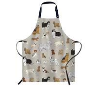 Smooffly Cute Dogs Animal Print Apron,Adjustable Neck Bib Apron for Men Women,Suitable for Kitchen Cooking Waitress Chef Apron