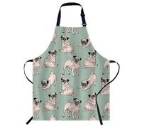 Smooffly Cute Dogs Pug Apron,Adjustable Neck Bib Apron for Men Women,Suitable for Kitchen Cooking Waitress Chef Apron