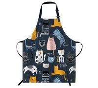 Smooffly Cute Kittens Apron Adjustable Bib Chef Aprons Cooking Apron Unisex Women Men Aprons Perfect for Home Kitchen, Baking, Gardening, Restaurant, Coffee house BBQ