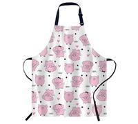 Smooffly Cute Pink Pig Piggy Apron, Cooking and Baking Apron for Men and Women, Kitchen and BBQ Bib