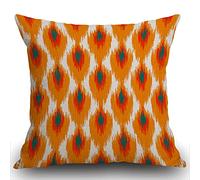 Smooffly Decorative Cushion Cover Cute Aztec Orange Teal Abstract Tribal Ikat Diamond Retro Hipster Home Decor Throw Pillow Cover Pillow case 18x18 inch 45 x 45 cm