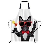 Smooffly French Bulldog Dog Apron Adjustable Bib Chef Aprons Cooking Apron Unisex Women Men Aprons Perfect for Home Kitchen, Baking, Gardening, Restaurant, Coffee house BBQ