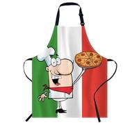 Smooffly Happy Caucasian Chef Presenting His Pizza Apron Adjustable Bib Chef Aprons Cooking Apron Unisex Women Men Aprons Perfect for Home Kitchen, Baking, Gardening, Restaurant, Coffee house BBQ