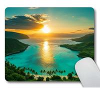 Smooffly Hawaiian Mouse pad, Sunrise Over Hanauma Bay On Oahu, Hawaii Sunbeams Through Dark Clouds Shoreline Personality Desings Gaming Mouse Pad