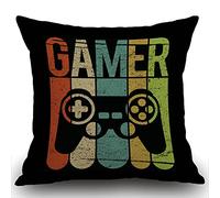 Smooffly Hidden Zippered Cushion Cover Gamer Game Controller 18X18Inch,Decorative Throw Custom Cotton Pillow Cover Pillowcase for Home Sofas,bedrooms,Offices,and More,Black Green 45x45 cm
