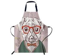 Smooffly Hipster Pug Dog Chefs Apron - Cooking & Baking Apron for Men & Women