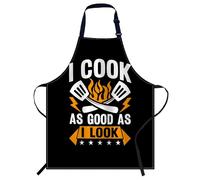 Smooffly I Cook As Good As I Look Apron Adjustable Bib Chef Aprons Cooking Apron Unisex Women Men Aprons Perfect for Home Kitchen, Baking, Gardening, Restaurant, Coffee house BBQ