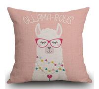Smooffly Inspirational and motivational Cushion Cover with alpaca,Cute llama Gllama-rous Farmhouse Pattern Cotton Linen Decorative Throw Pillow Covers Pillow Cases for Sofa 18x18 inches