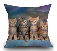Smooffly Kitten Series Cute Cat Cushion Cover Outdoor Furniture Decorative Linen Square Double Sided Printing Pillow Cover for Home Office Sofa Couch Car Garden 45 x 45cm 18 x 18 inches