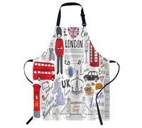 Smooffly London City Doodles Elements Apron - Chefs Apron for Men & Women, Kitchen BBQ & Catering Bib