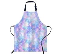 Smooffly Mermaid Galaxy Apron Adjustable Bib Chef Aprons Cooking Apron Unisex Women Men Aprons Perfect for Home Kitchen, Baking, Gardening, Restaurant, Coffee house BBQ