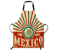 Smooffly Mexico Vintage Patriotic design Apron Adjustable Apron Cooking Kitchen Chef Women Men Aprons for Home Kitchen, Restaurant, Coffee House, Baking Gardening BBQ