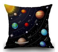 Smooffly Outer Space Solar System Cushion Cover Outdoor Furniture Decorative Linen Square Double Sided Printing Pillow Cover for Home Office Sofa Couch Car Garden 45 x 45cm 18 x 18 inches